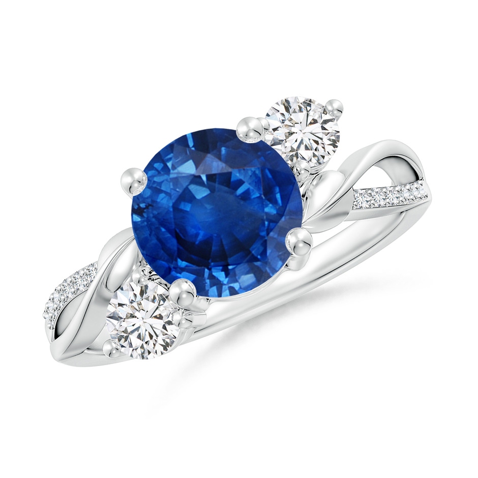 8mm AAA Sapphire and Diamond Twisted Vine Ring in P950 Platinum 