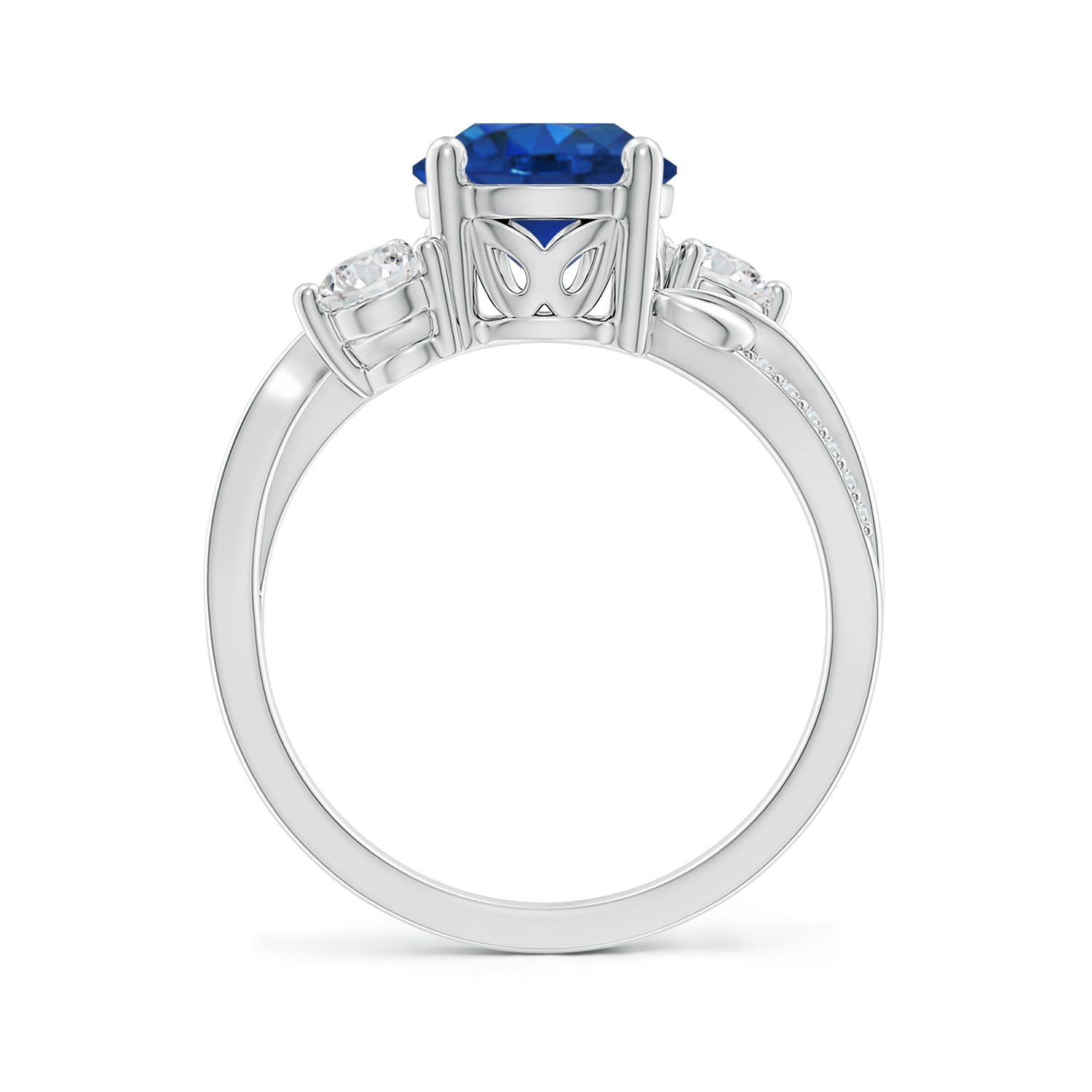 8mm AAA Sapphire and Diamond Twisted Vine Ring in White Gold - side 3