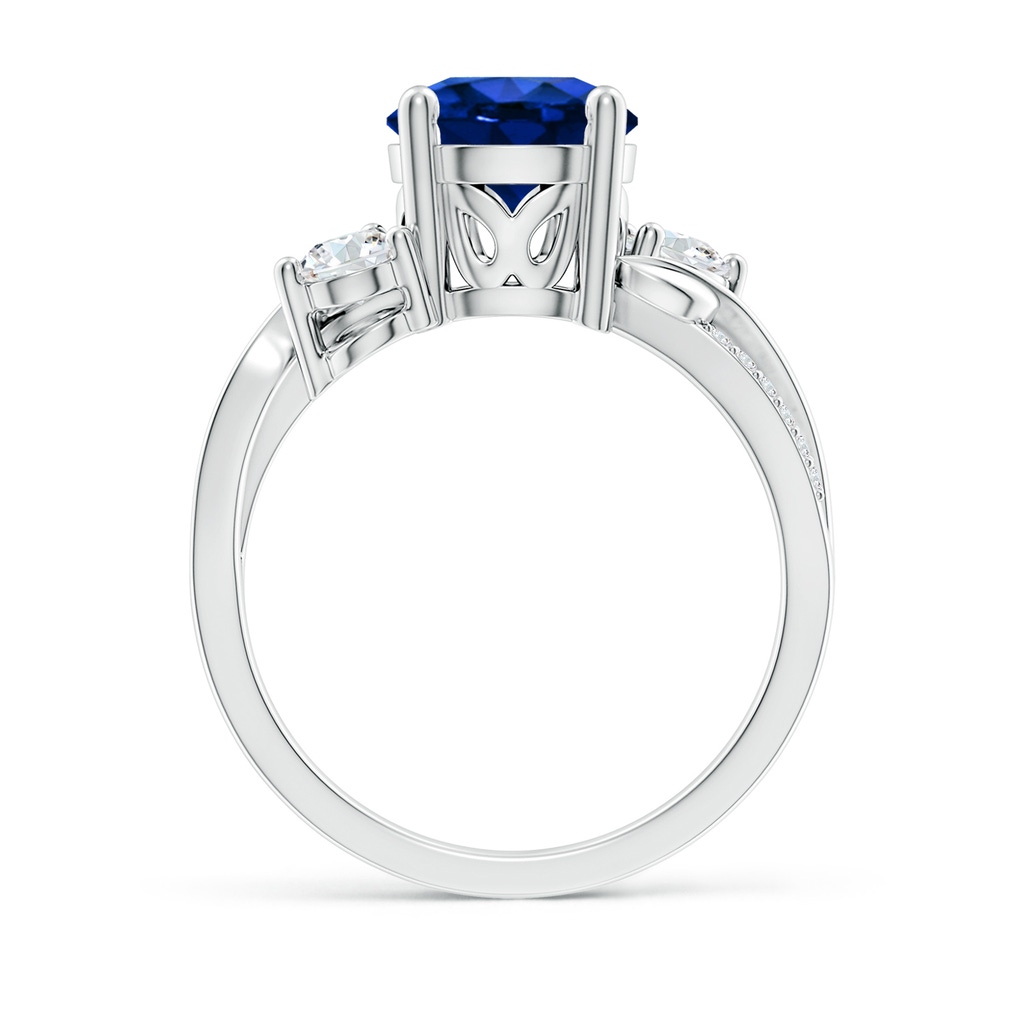 8mm AAAA Sapphire and Diamond Twisted Vine Ring in P950 Platinum Side 199