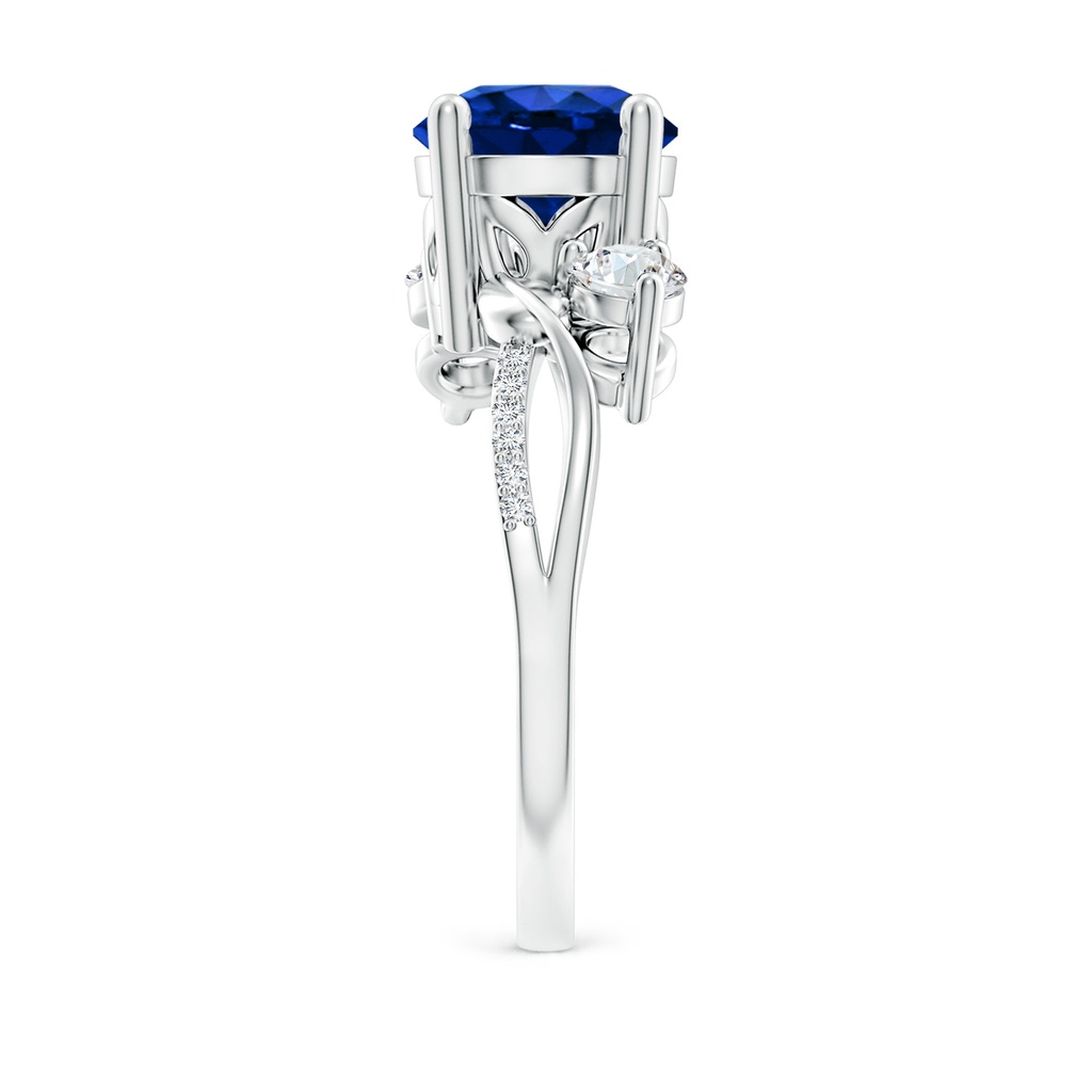 8mm AAAA Sapphire and Diamond Twisted Vine Ring in P950 Platinum Side 299