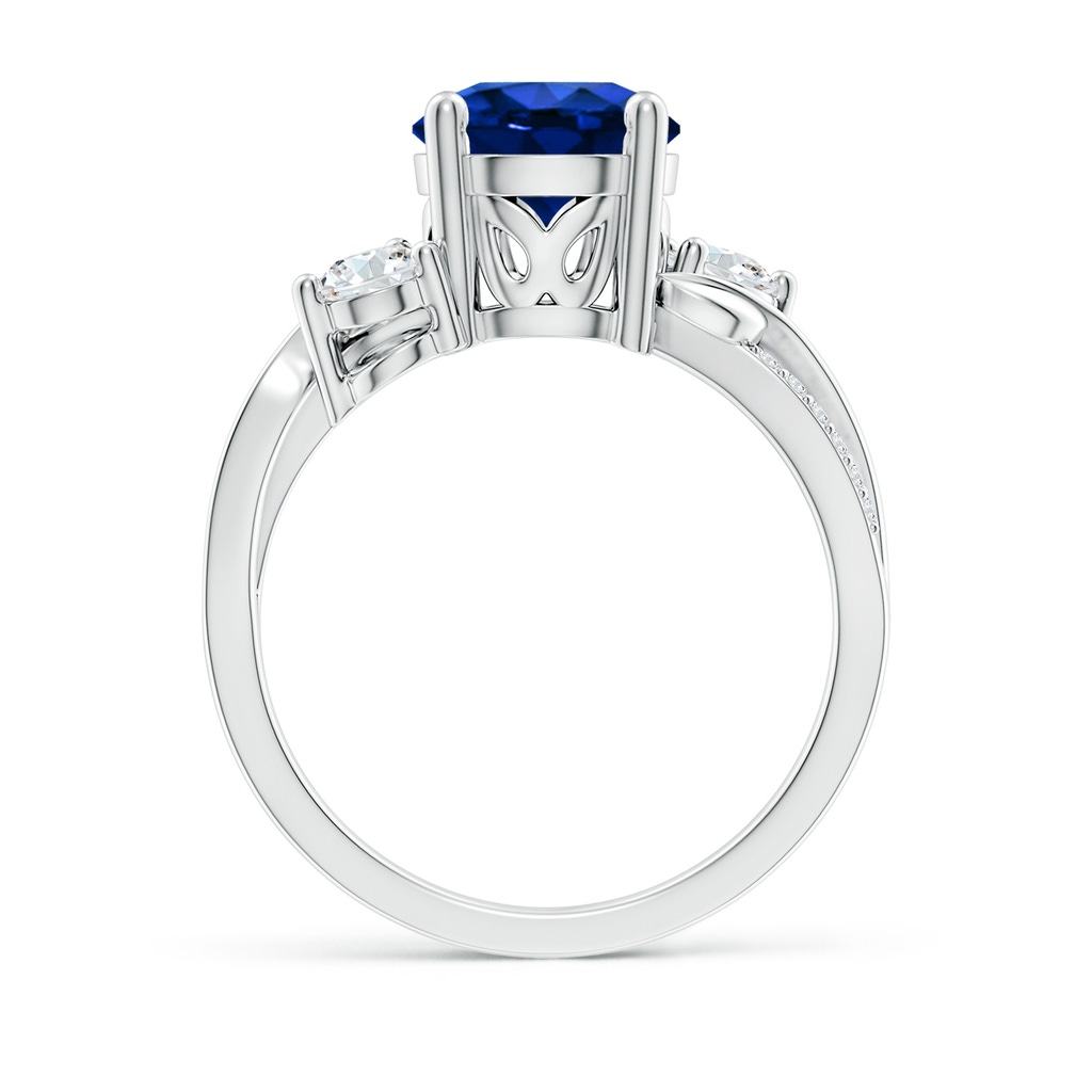 8mm Lab-Grown Sapphire and Diamond Twisted Vine Ring in White Gold - side 199