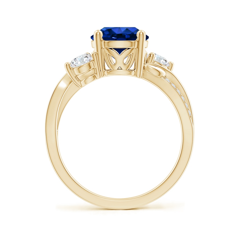 8mm AAAA Sapphire and Diamond Twisted Vine Ring in Yellow Gold side 199