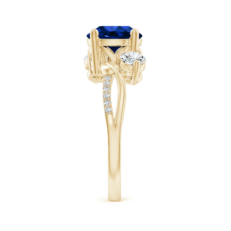 8mm AAAA Sapphire and Diamond Twisted Vine Ring in Yellow Gold side 299