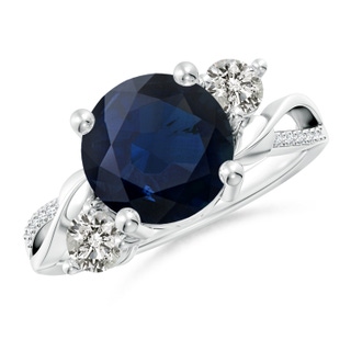 9mm A Sapphire and Diamond Twisted Vine Ring in P950 Platinum