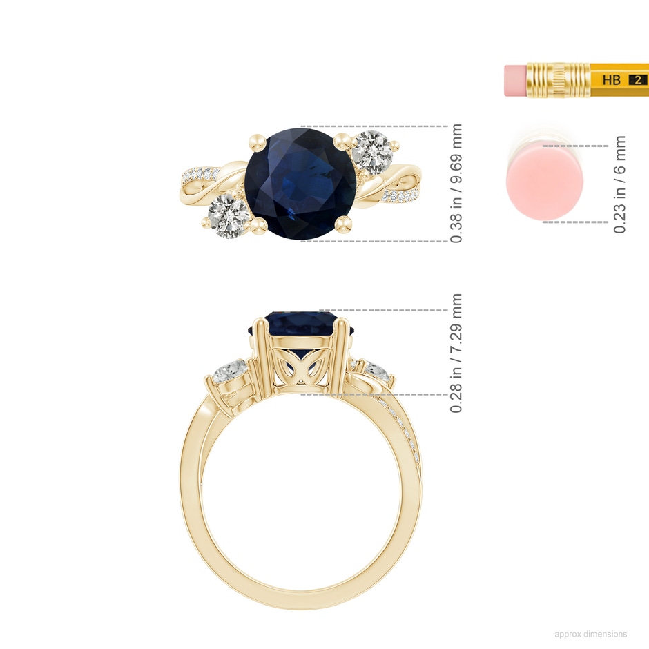9mm A Sapphire and Diamond Twisted Vine Ring in Yellow Gold ruler