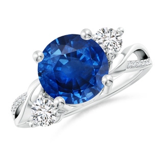 9mm AAA Sapphire and Diamond Twisted Vine Ring in P950 Platinum
