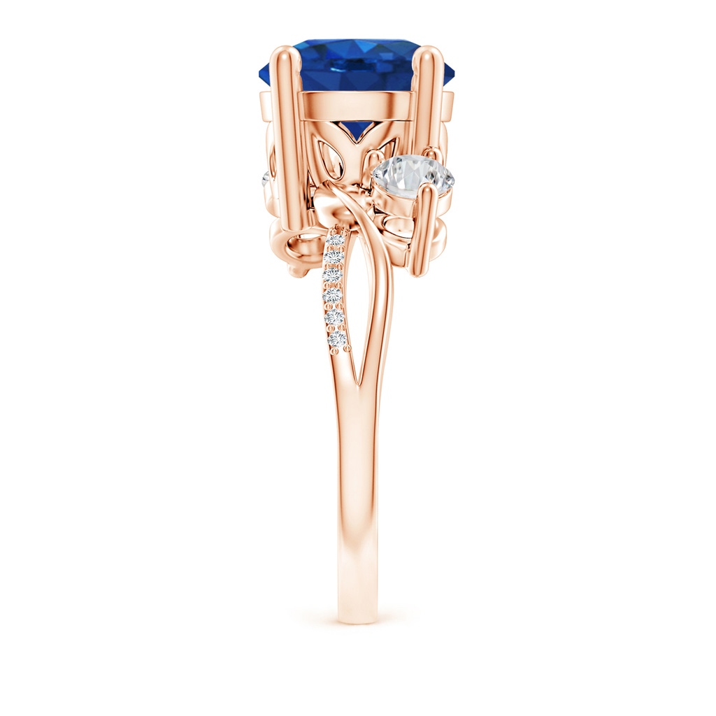 9mm AAA Sapphire and Diamond Twisted Vine Ring in Rose Gold Side 299
