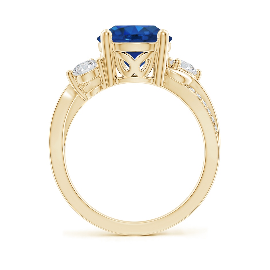 9mm AAA Sapphire and Diamond Twisted Vine Ring in Yellow Gold side 199