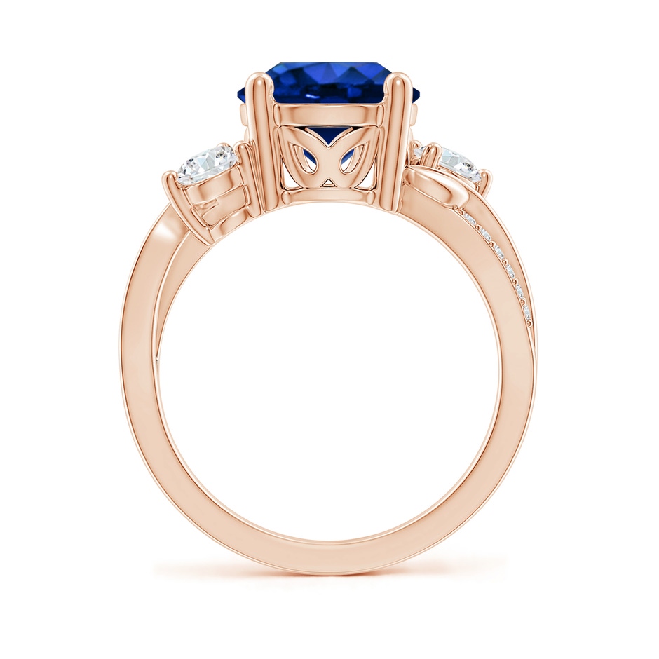 9mm AAAA Sapphire and Diamond Twisted Vine Ring in Rose Gold side 199