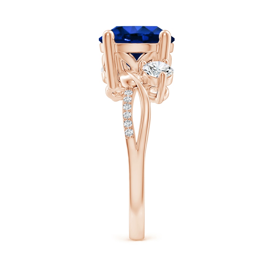 9mm AAAA Sapphire and Diamond Twisted Vine Ring in Rose Gold side 299
