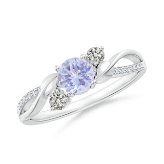 5mm A Tanzanite and Diamond Twisted Vine Ring in 9K White Gold