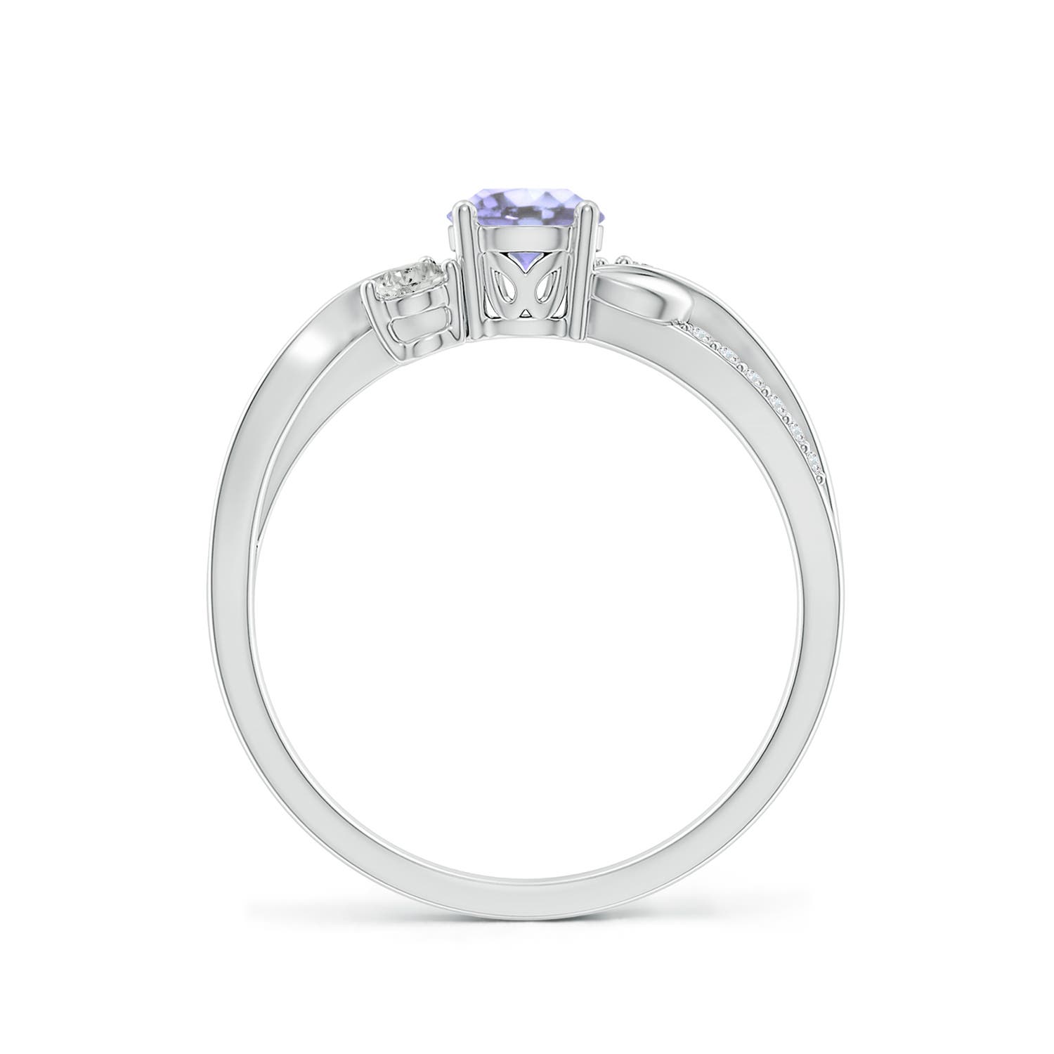 5mm A Tanzanite and Diamond Twisted Vine Ring in P950 Platinum - side 3