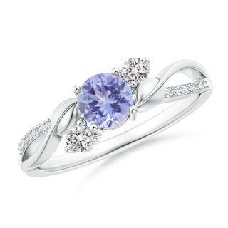 5mm AA Tanzanite and Diamond Twisted Vine Ring in 9K White Gold