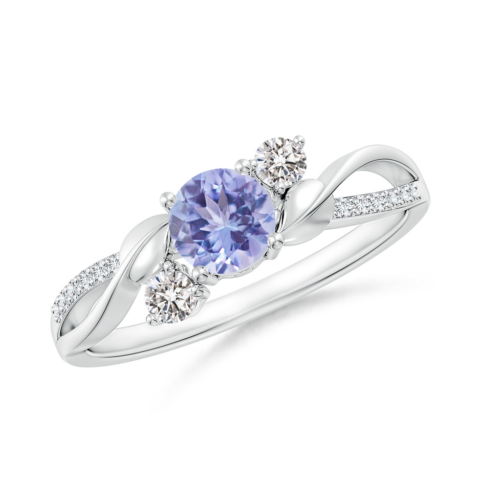 5mm AA Tanzanite and Diamond Twisted Vine Ring in White Gold 