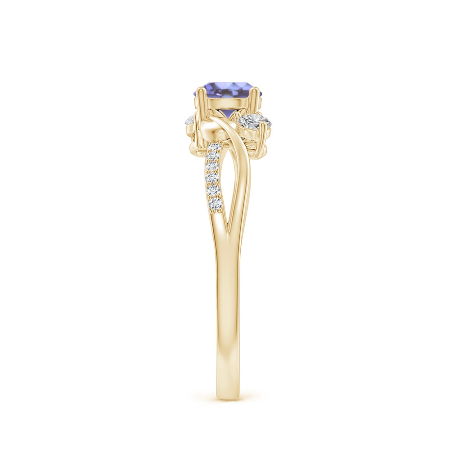 5mm AA Tanzanite and Diamond Twisted Vine Ring in Yellow Gold side 299