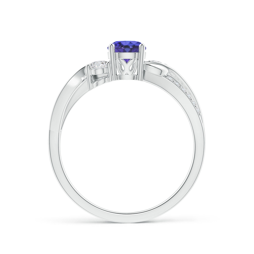 5mm AAA Tanzanite and Diamond Twisted Vine Ring in 9K White Gold Product Image