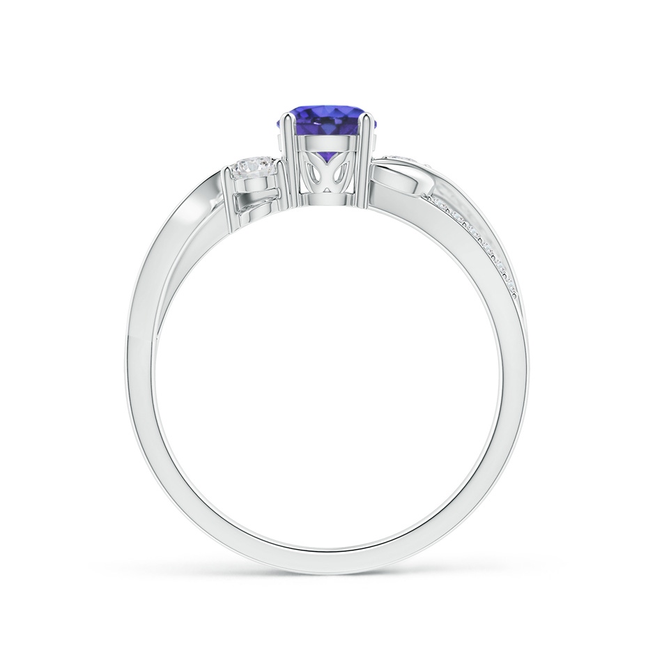 5mm AAA Tanzanite and Diamond Twisted Vine Ring in 9K White Gold product image