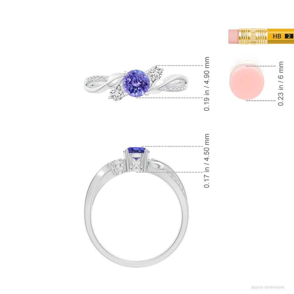 5mm AAA Tanzanite and Diamond Twisted Vine Ring in P950 Platinum ruler