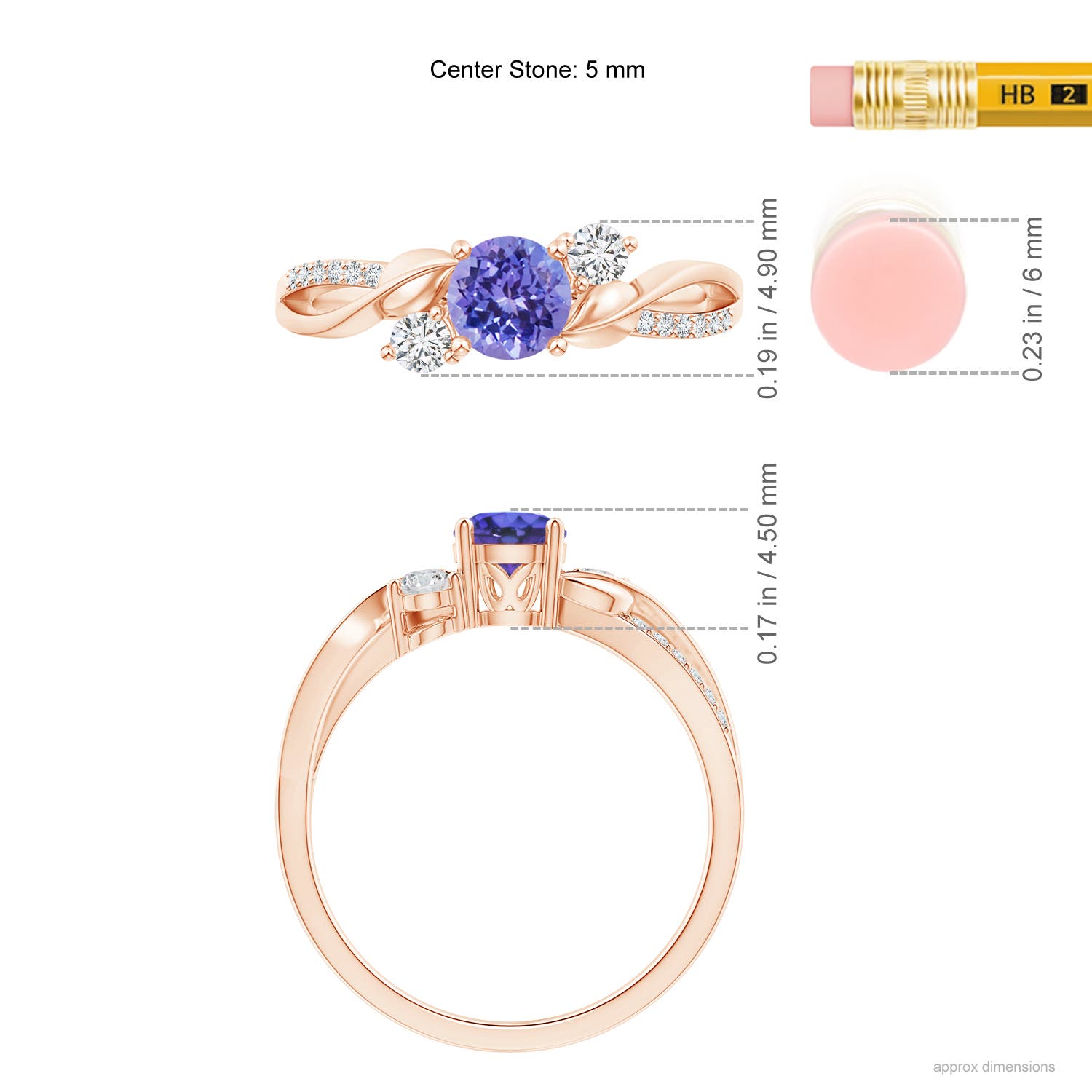 AAA - Tanzanite / 0.7 CT / 14 KT Rose Gold