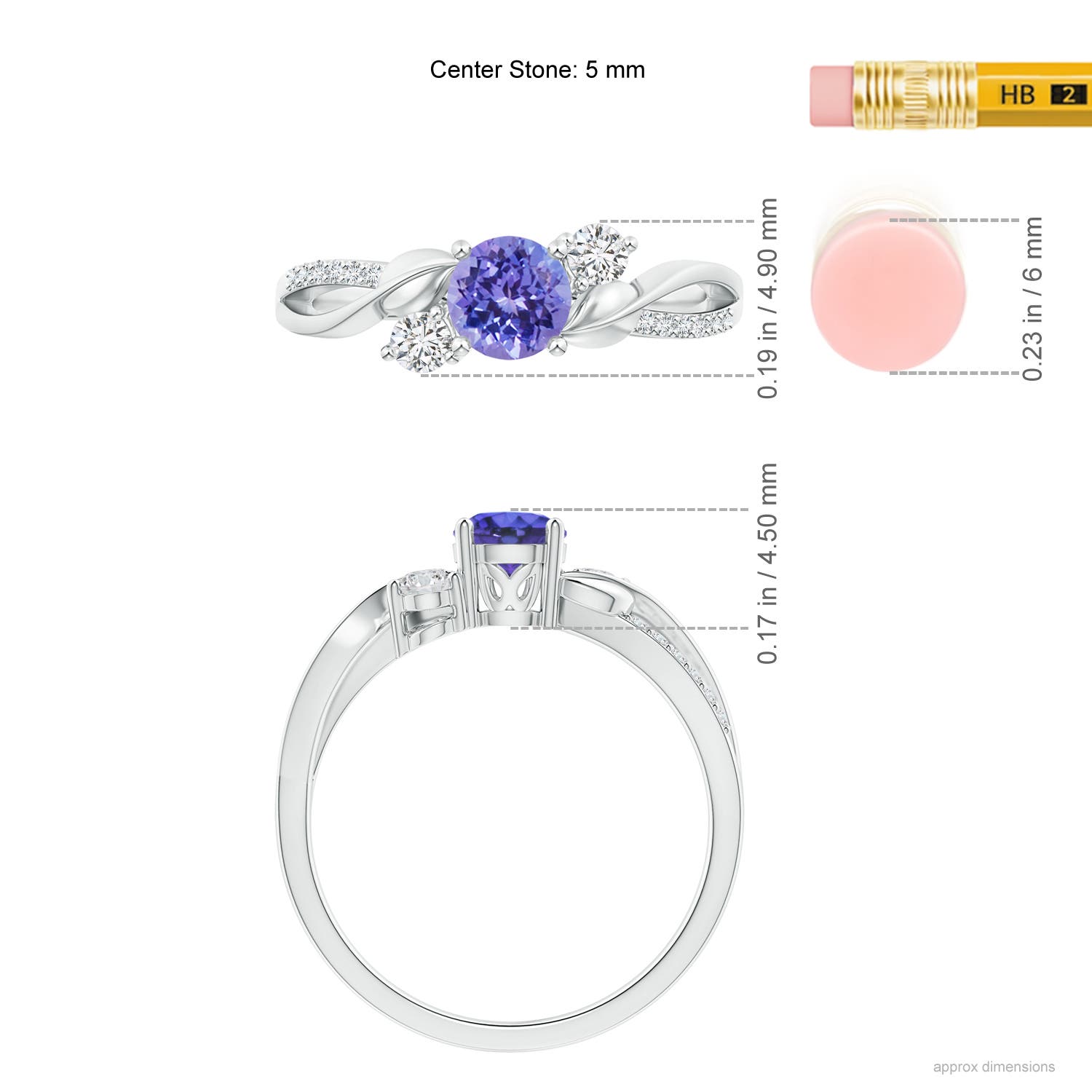 AAA - Tanzanite / 0.7 CT / 14 KT White Gold