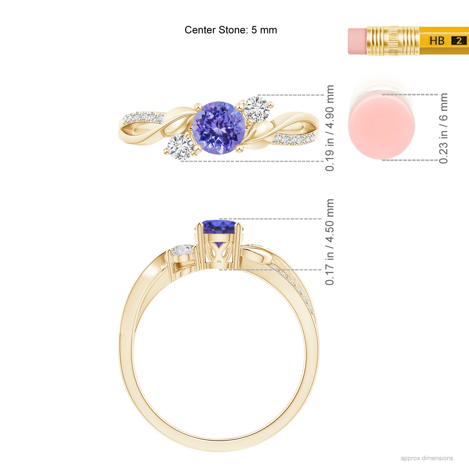 AAA - Tanzanite / 0.7 CT / 14 KT Yellow Gold