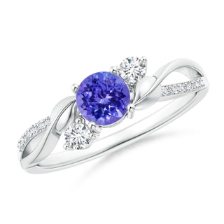 5mm AAAA Tanzanite and Diamond Twisted Vine Ring in 9K White Gold