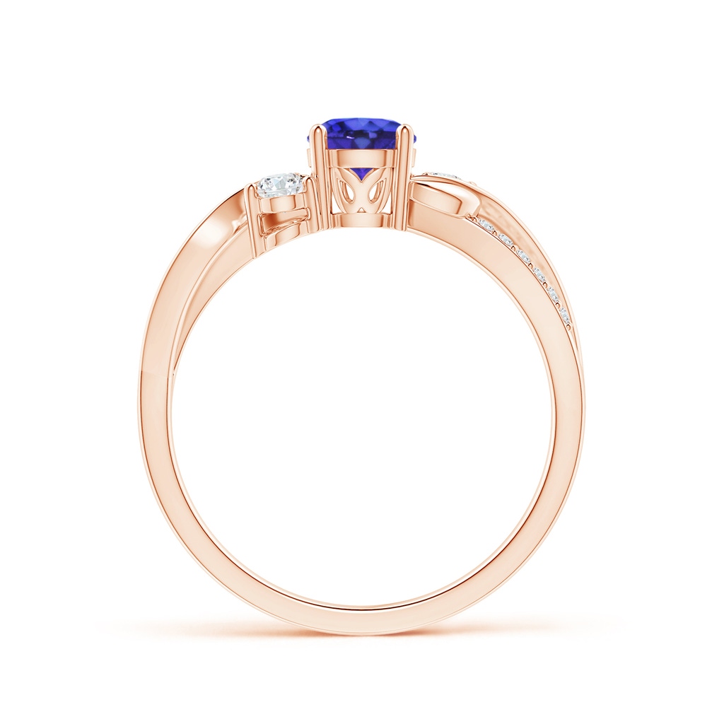 5mm AAAA Tanzanite and Diamond Twisted Vine Ring in Rose Gold Side-1