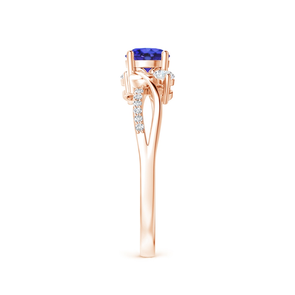 5mm AAAA Tanzanite and Diamond Twisted Vine Ring in Rose Gold Side-2