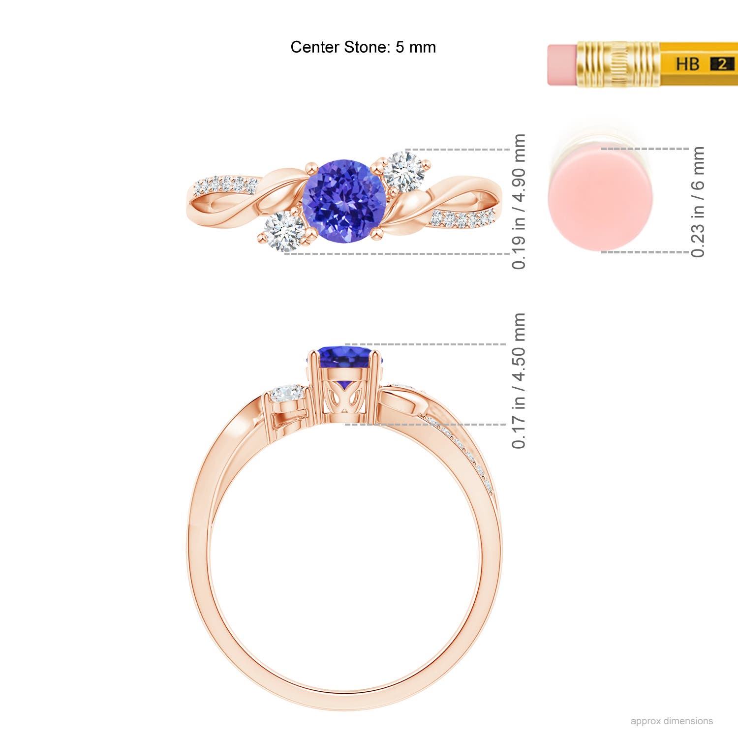 AAAA - Tanzanite / 0.7 CT / 14 KT Rose Gold