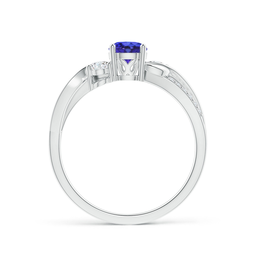 5mm AAAA Tanzanite and Diamond Twisted Vine Ring in White Gold Side-1
