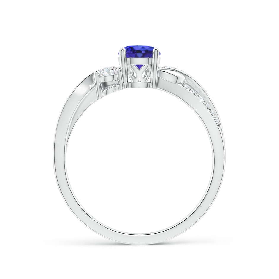 5mm AAAA Tanzanite and Diamond Twisted Vine Ring in White Gold side-1