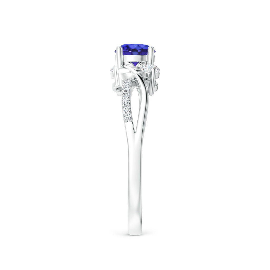 5mm AAAA Tanzanite and Diamond Twisted Vine Ring in White Gold Side-2