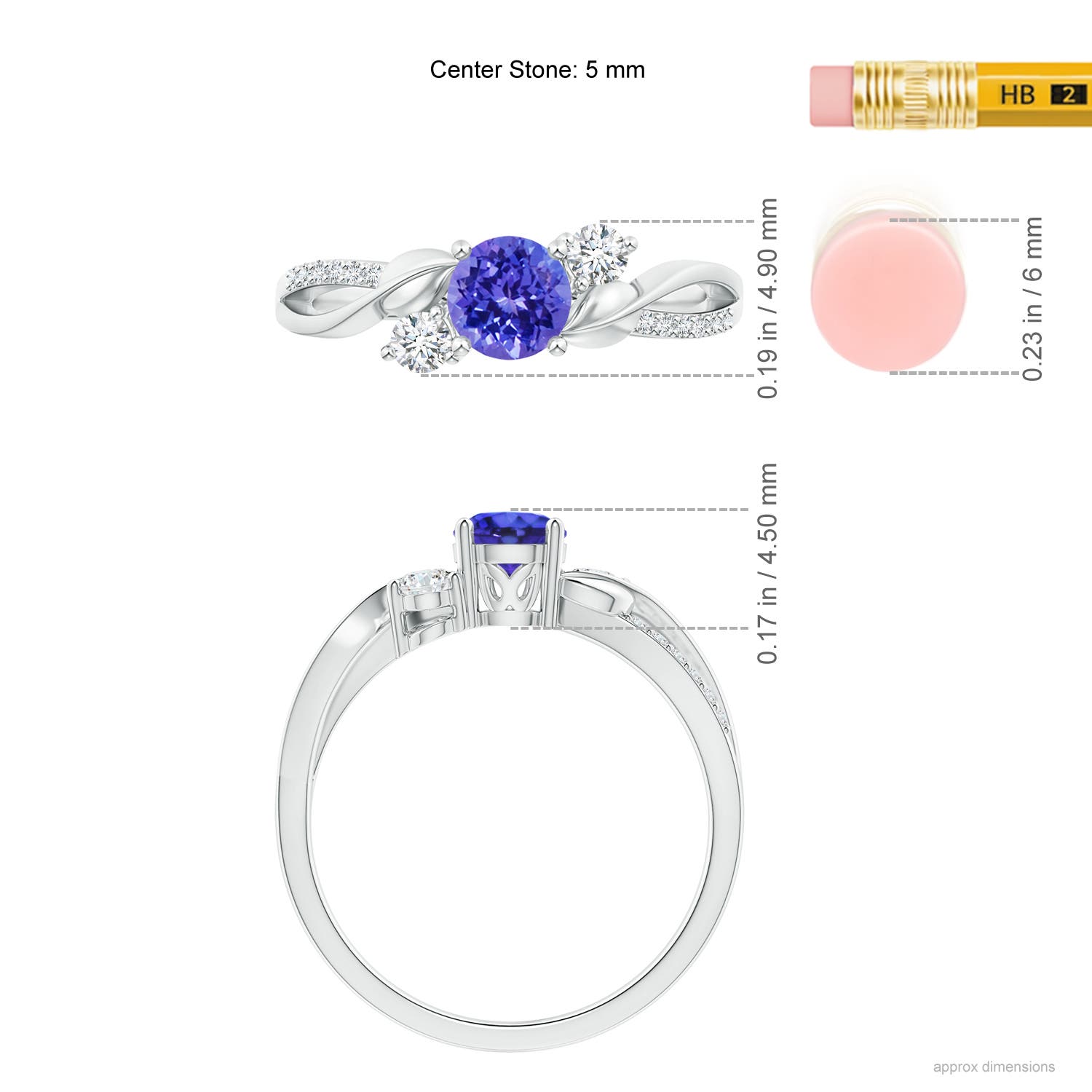 AAAA - Tanzanite / 0.7 CT / 14 KT White Gold