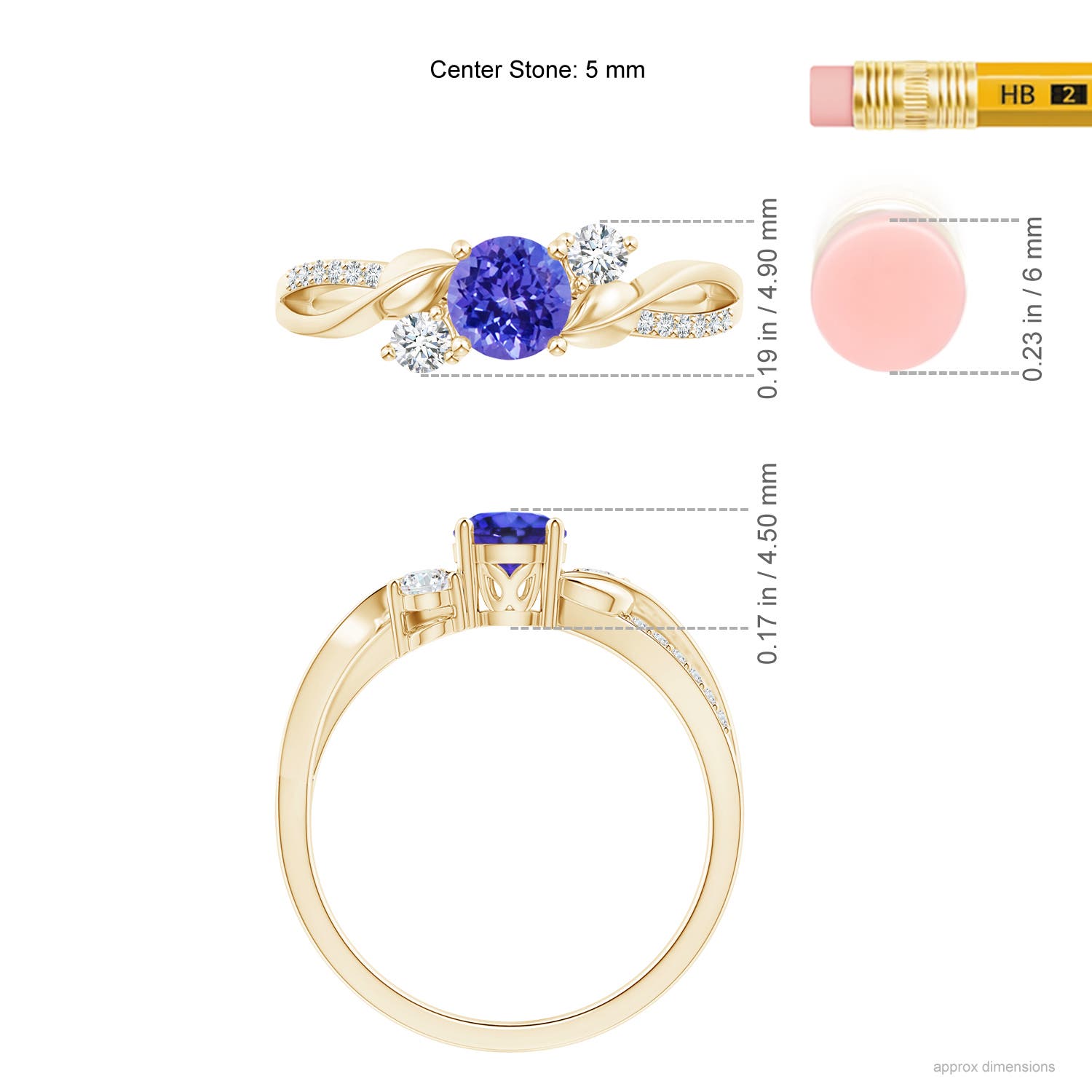 AAAA - Tanzanite / 0.7 CT / 14 KT Yellow Gold