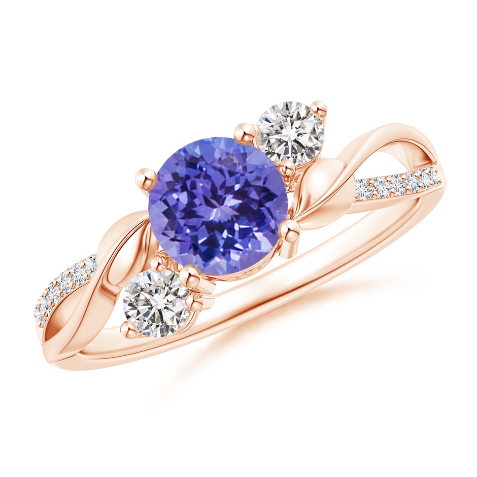 6mm AA Tanzanite and Diamond Twisted Vine Ring in Rose Gold 