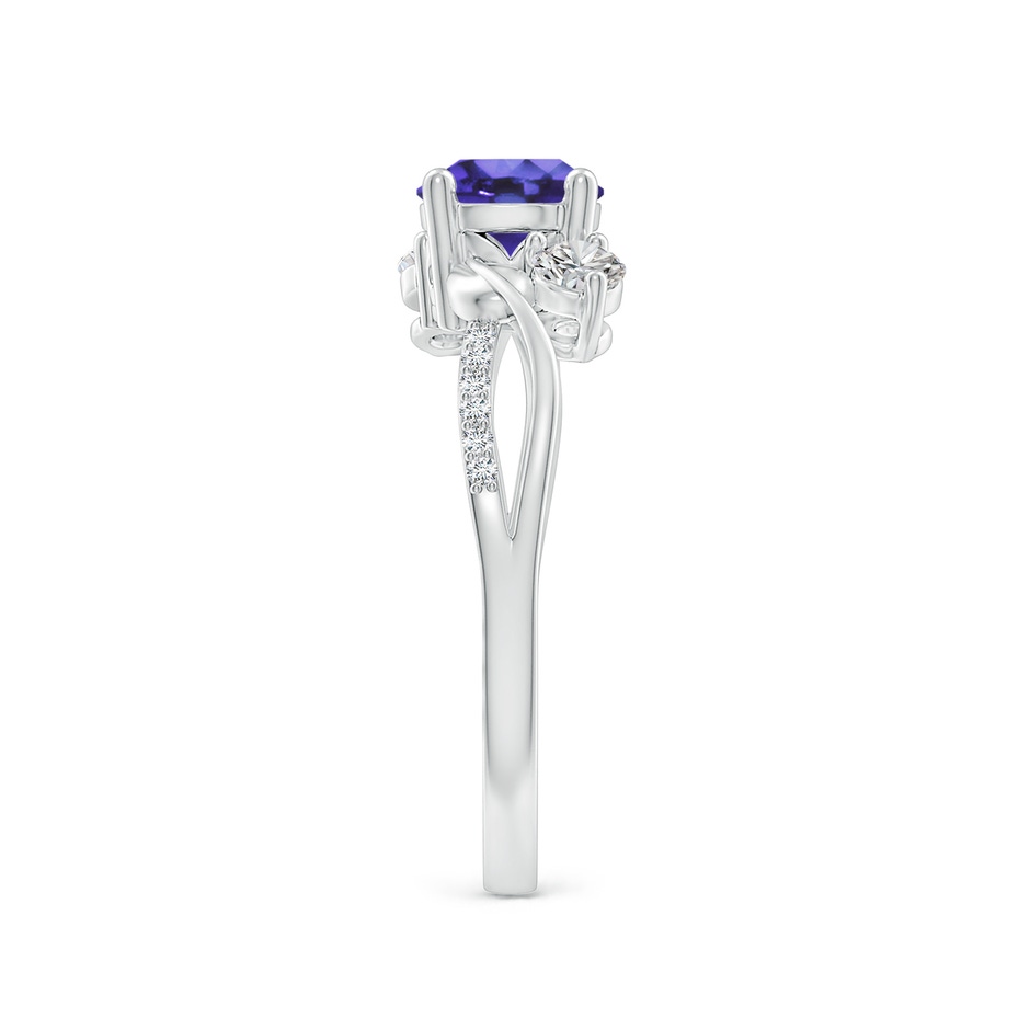 6mm AA Tanzanite and Diamond Twisted Vine Ring in White Gold side 299