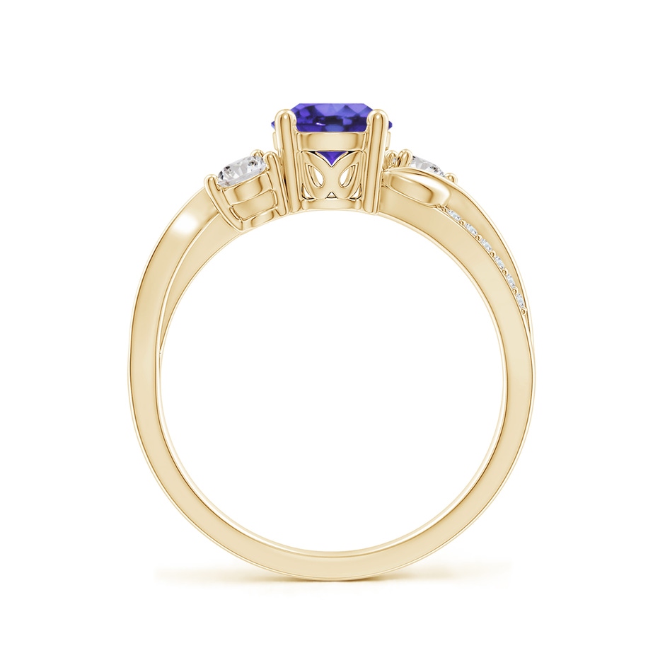 6mm AA Tanzanite and Diamond Twisted Vine Ring in Yellow Gold side 199