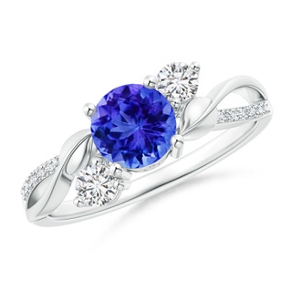 6mm AAA Tanzanite and Diamond Twisted Vine Ring in 18K White Gold