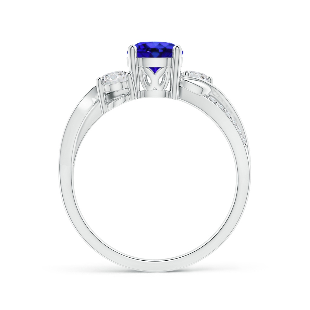 6mm AAA Tanzanite and Diamond Twisted Vine Ring in 18K White Gold Side-1
