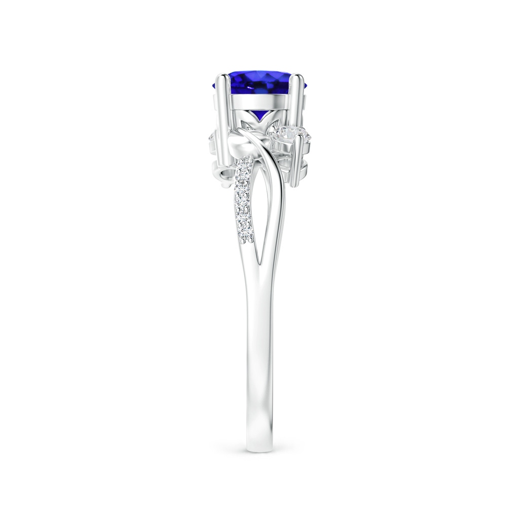 6mm AAA Tanzanite and Diamond Twisted Vine Ring in 18K White Gold Side-2
