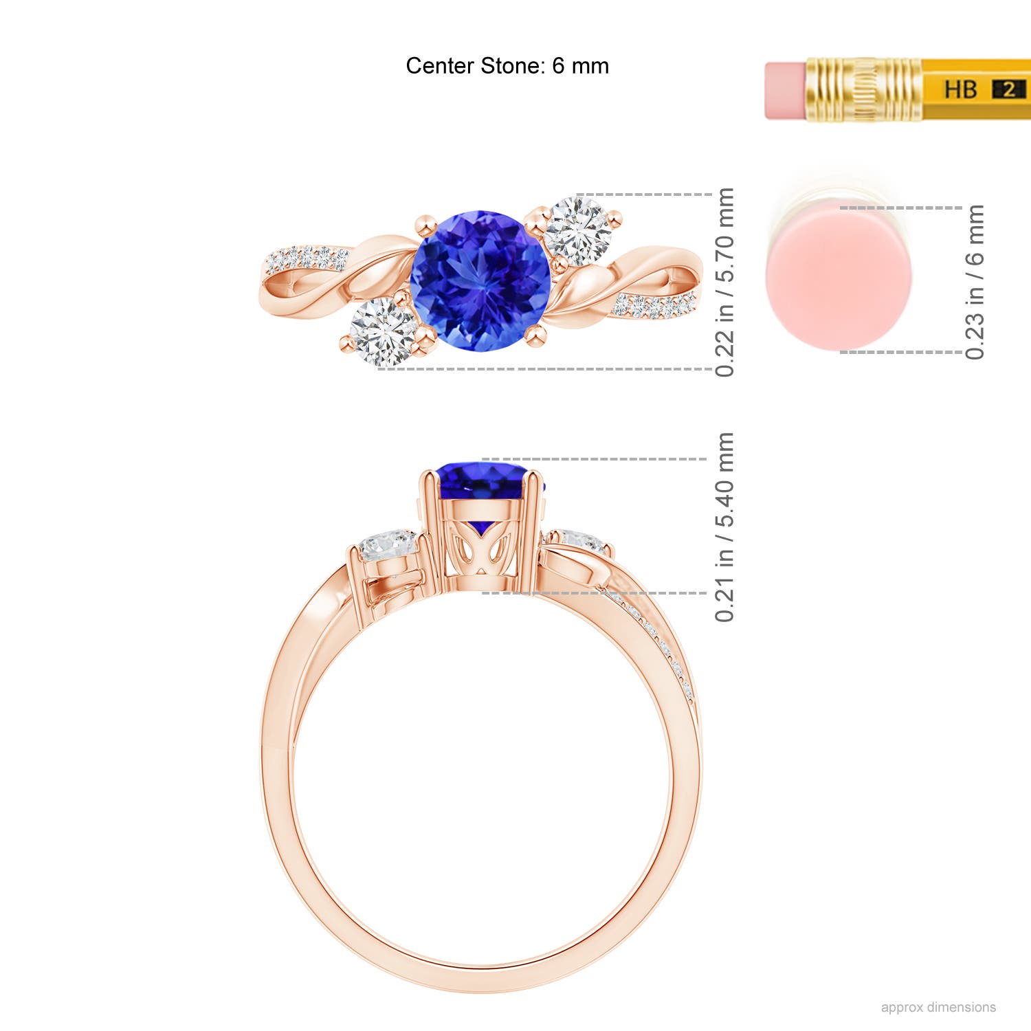 AAA - Tanzanite / 1.17 CT / 14 KT Rose Gold