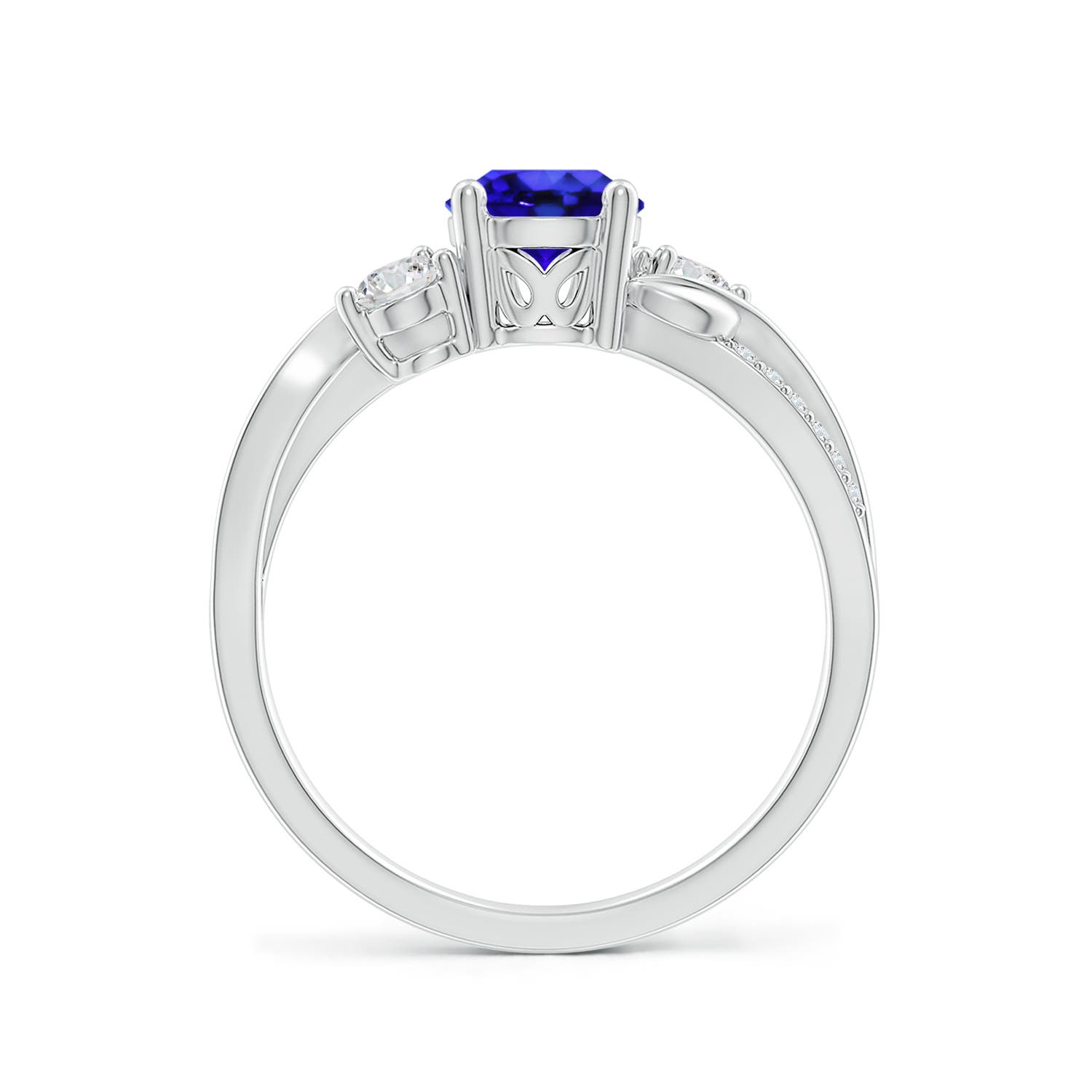 6mm AAA Tanzanite and Diamond Twisted Vine Ring in White Gold - side 3