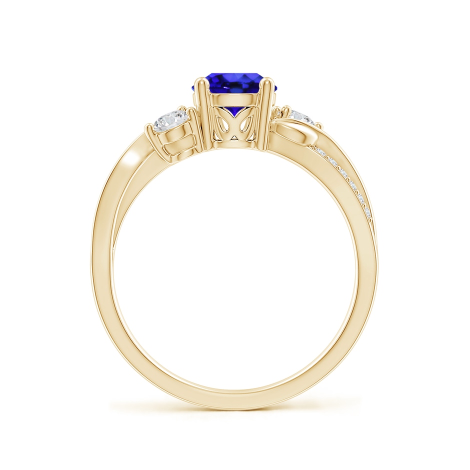 6mm AAA Tanzanite and Diamond Twisted Vine Ring in Yellow Gold side 199