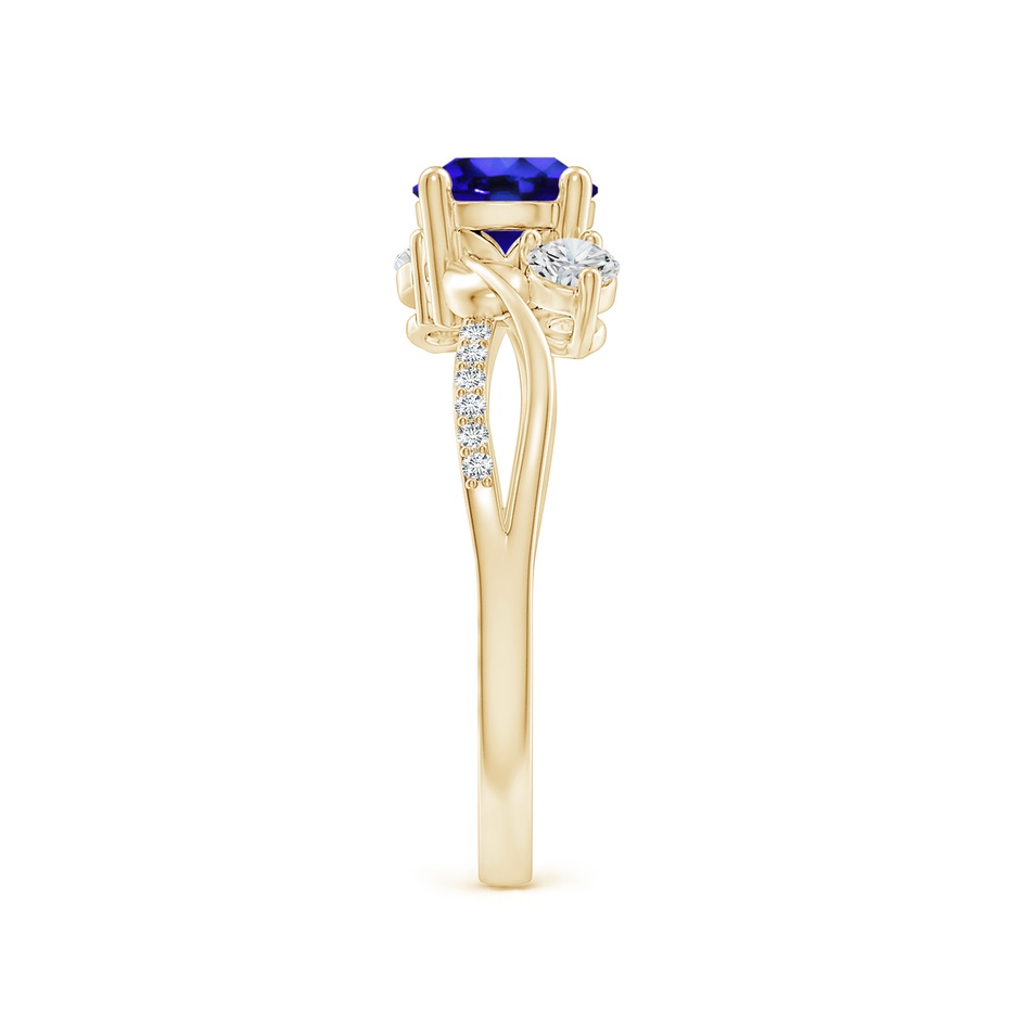 6mm AAA Tanzanite and Diamond Twisted Vine Ring in Yellow Gold side 299
