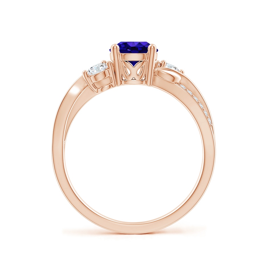 6mm AAAA Tanzanite and Diamond Twisted Vine Ring in Rose Gold side 199