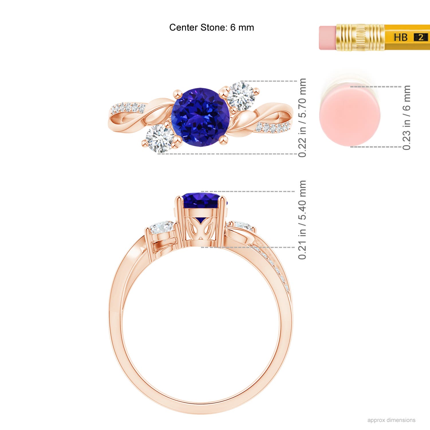 AAAA - Tanzanite / 1.17 CT / 14 KT Rose Gold