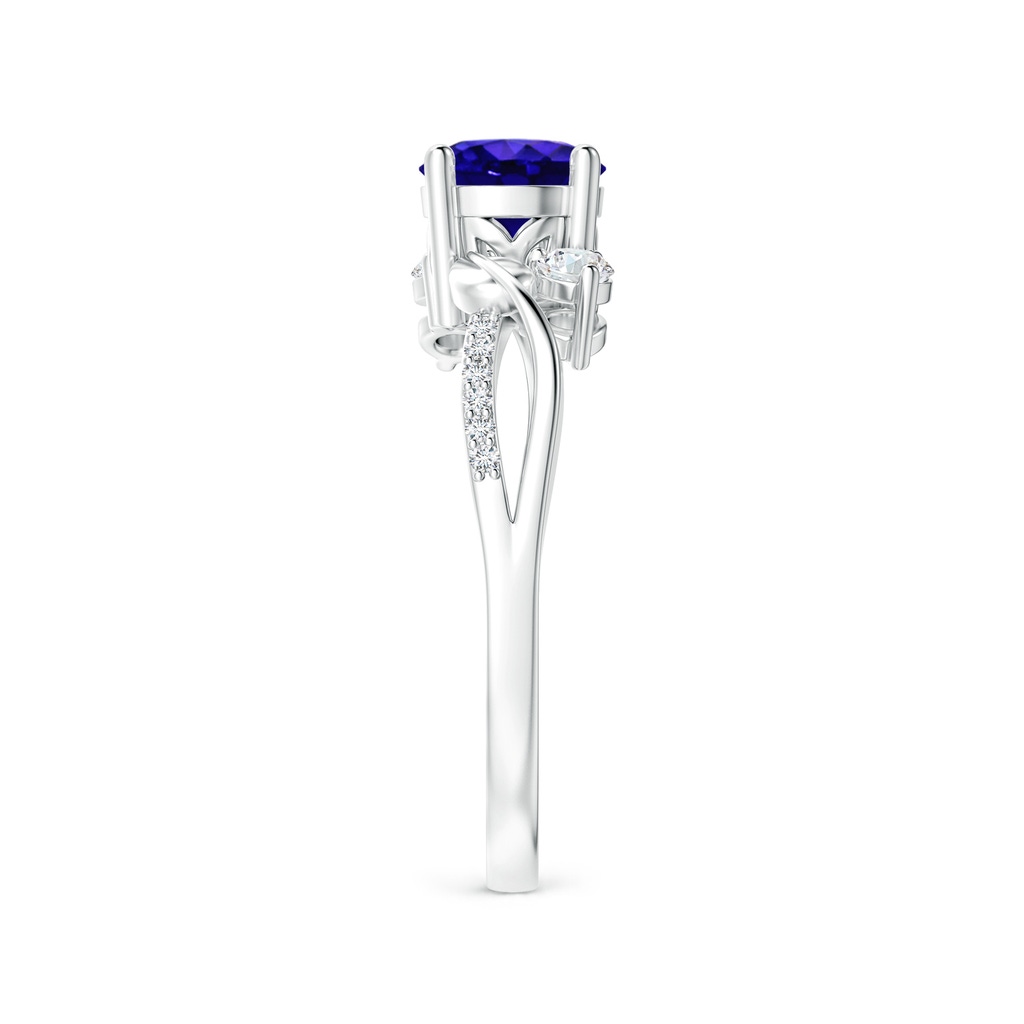 6mm AAAA Tanzanite and Diamond Twisted Vine Ring in White Gold Side-2