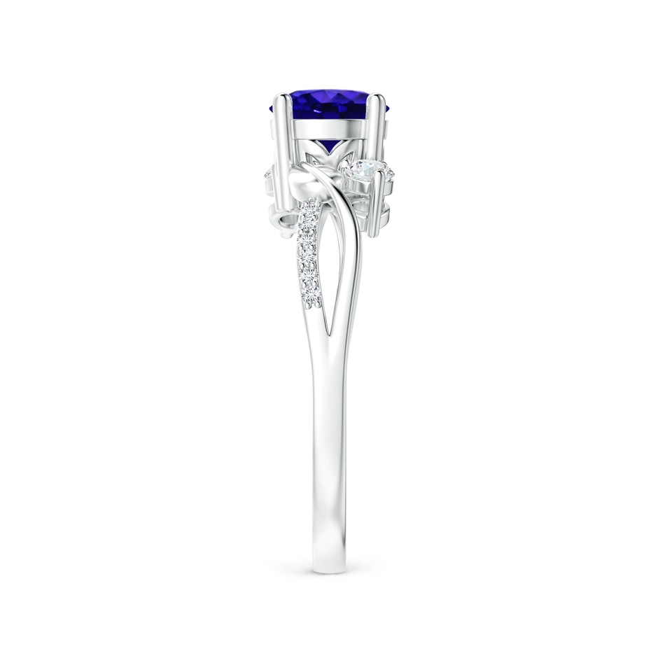 6mm AAAA Tanzanite and Diamond Twisted Vine Ring in White Gold side 299