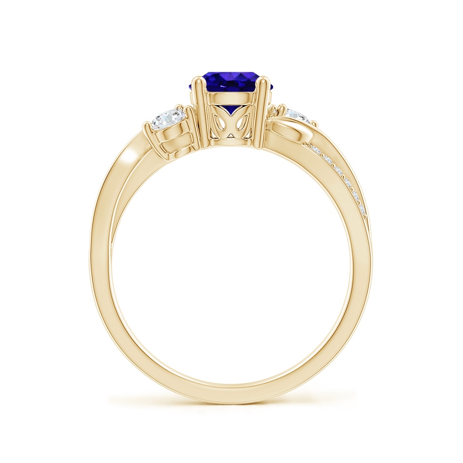 6mm AAAA Tanzanite and Diamond Twisted Vine Ring in Yellow Gold side 199