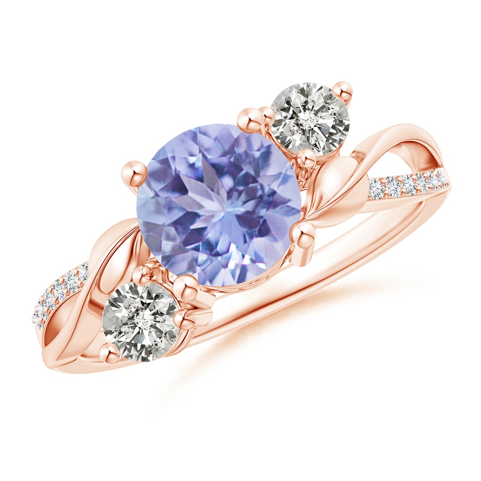 7mm A Tanzanite and Diamond Twisted Vine Ring in 18K Rose Gold 